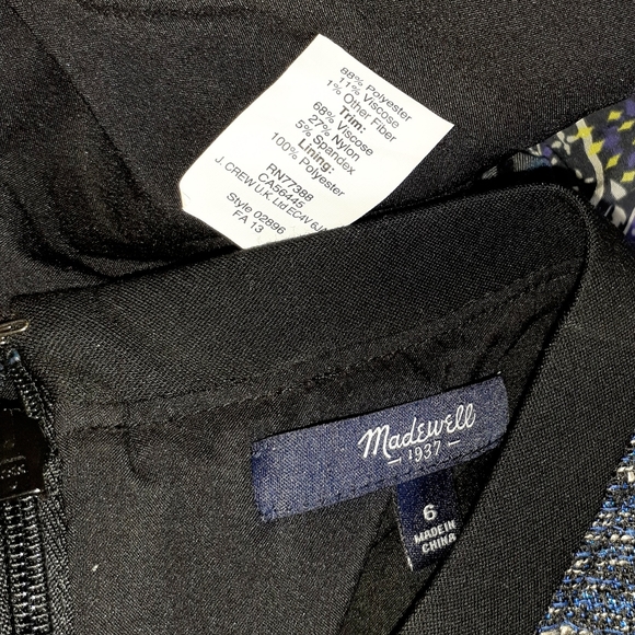 MADEWELL Shimmerweave Blue & Black Colorblock Short Sleeve Sheath Minidress - Picture 4 of 6